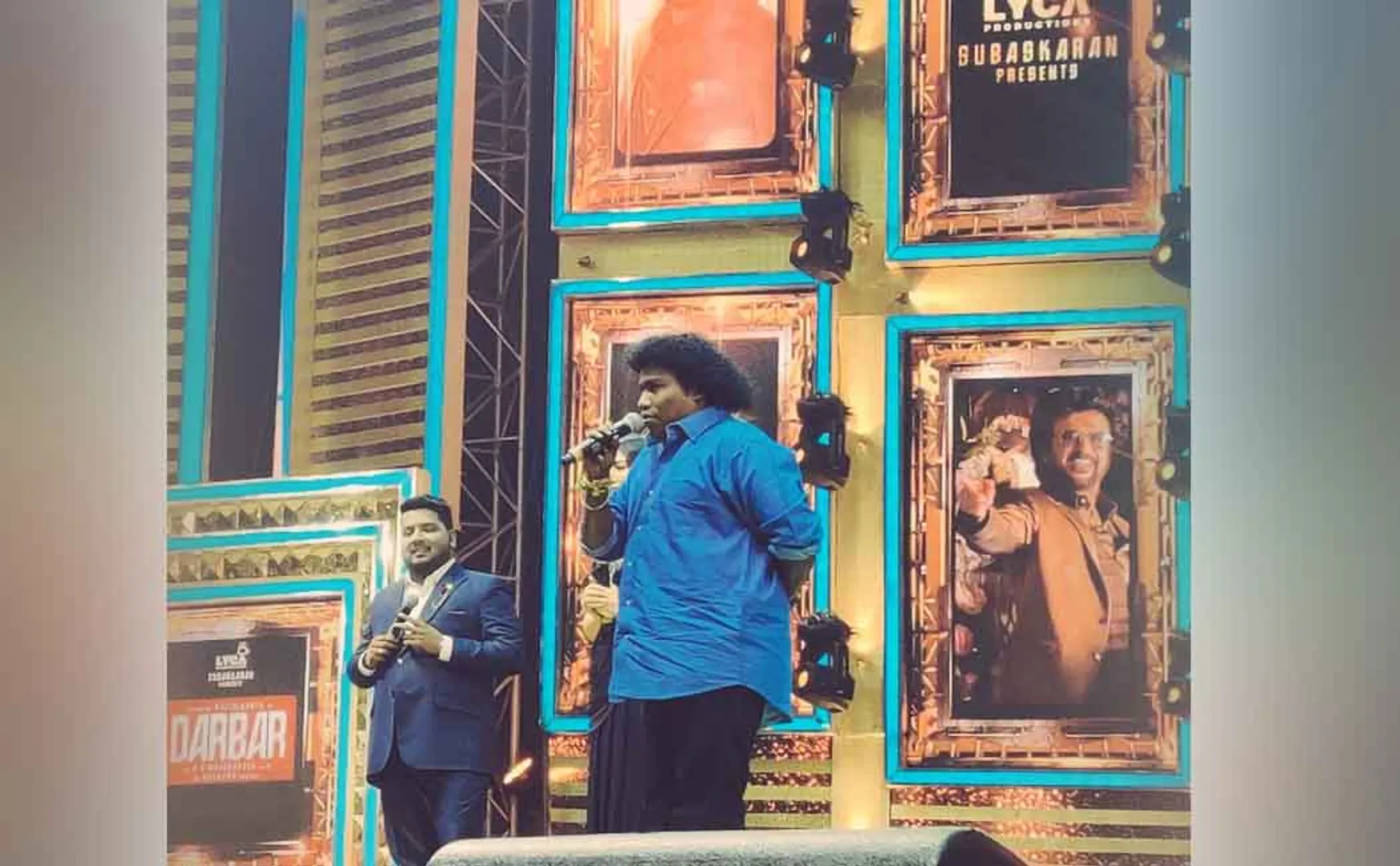 darbar film audio launch actor yogi babu interest speech 